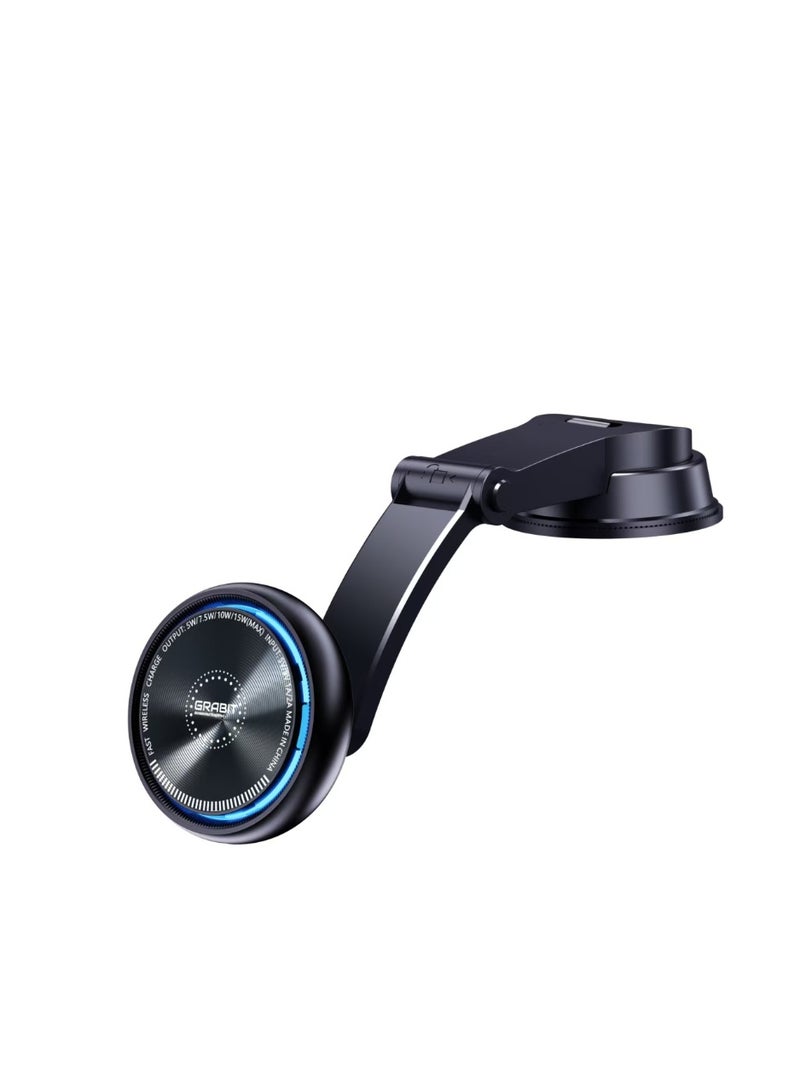 GRABIT Car Mount Charger [2025 Upgrade] iPhone Wireless Car Charger Magnetic Phone Holder Mount Fit iPhone 16 Pro Max Plus 15 14 13 12 Case