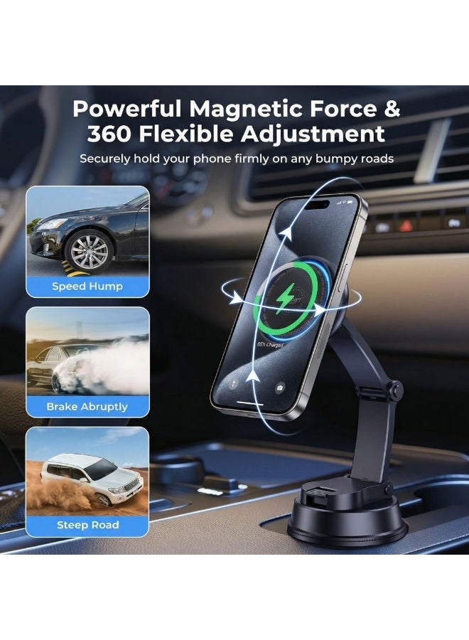 GRABIT Car Mount Charger iPhone Wireless Car Charger Magnetic Phone Holder Mount Fit iPhone 16 Pro Max Plus 15 14 13 12 Case - Image 4