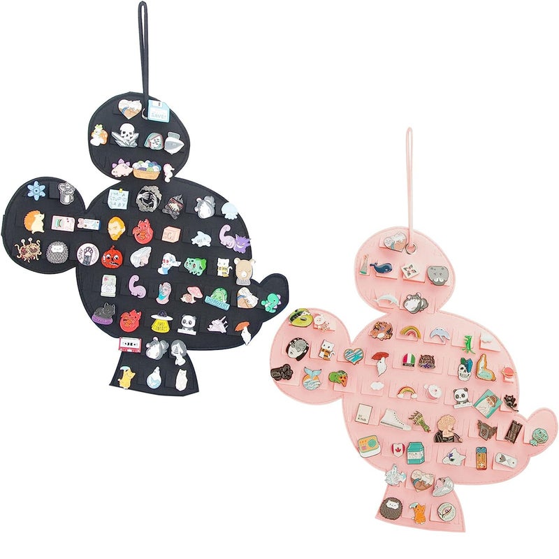 JOYMOMO JOYMOMO Hanging Brooch Organizer  Enamel Pin Display Cute Cartoon Shape Storage Holder for Brooch Pins Black  Pink 