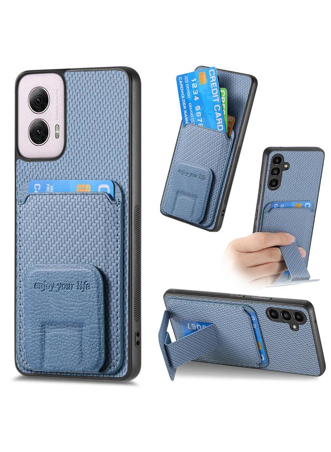S-TOP Case For Motorola Moto G Power 5G 2024 Carbon Fiber Card Bag Fold Stand Phone Case - Image 1