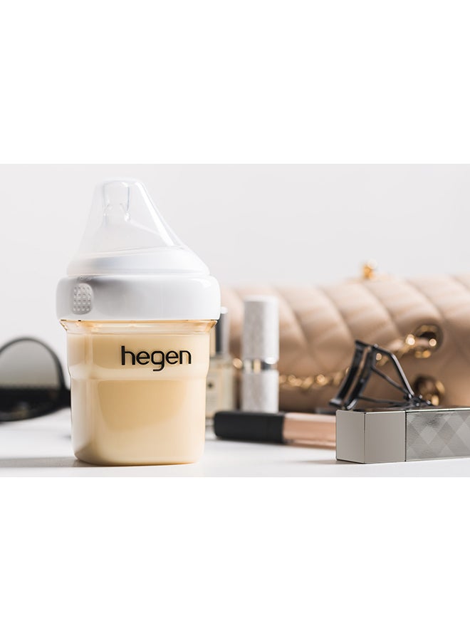 hegen Press-to-Close, Twist-to-Open (PCTO™) Collar and Transparent Cover - Modular Feeding System,BPA-Free,Anti-Colic Vent,Easy One-Handed Press-to-Close Lid,Express-Store-Feed Design, White - Image 5