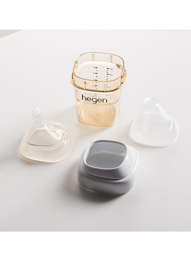 hegen Press-to-Close, Twist-to-Open (PCTO™) Collar and Transparent Cover - Modular Feeding System,BPA-Free,Anti-Colic Vent,Easy One-Handed Press-to-Close Lid,Express-Store-Feed Design, White - Image 3