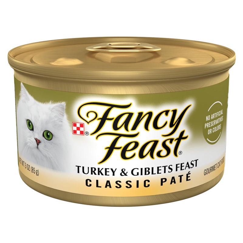 Fancy Feast Purina Fancy Feast Pate Turkey and Giblets Feast Classic Grain Free Wet Cat Food Pate - (Pack of 24) 3 oz. Cans - Image 1