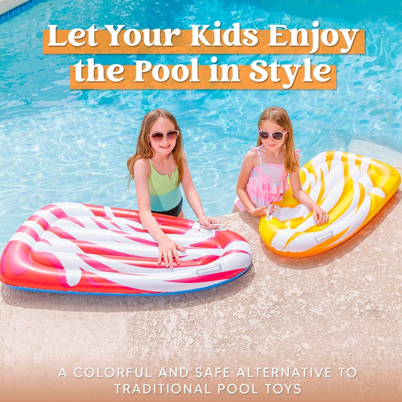 JOYIN 2 Pack Inflatable Body Boards for Water Slides Swimming Pool Floating Learn to Swim Summer Water Fun Toy for Kids RedYellow - Image 3