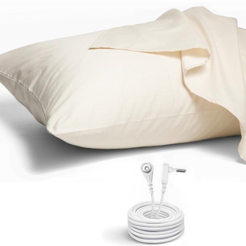 GroundLuxe Organic Grounding Pillowcase in Beige  King Size