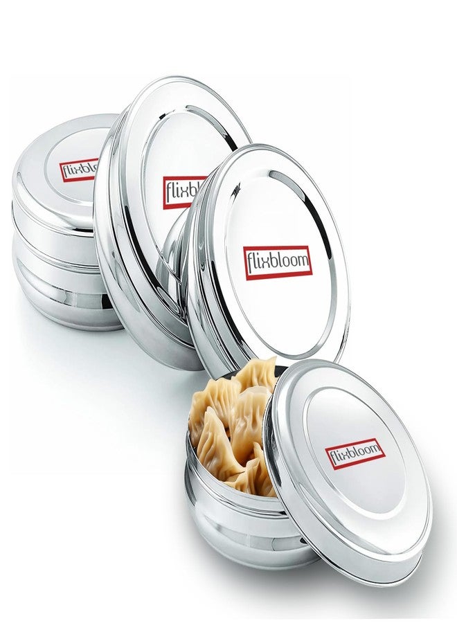 FLIXBLOOM Perfect Stainless Steel 4 Piece Combo Set of 4 Pcs (250ml,350ml,500ml,750ml) with Lid Sets Belly Shape Flat Canisters/Puri Dabba/Storage Containers - Image 4