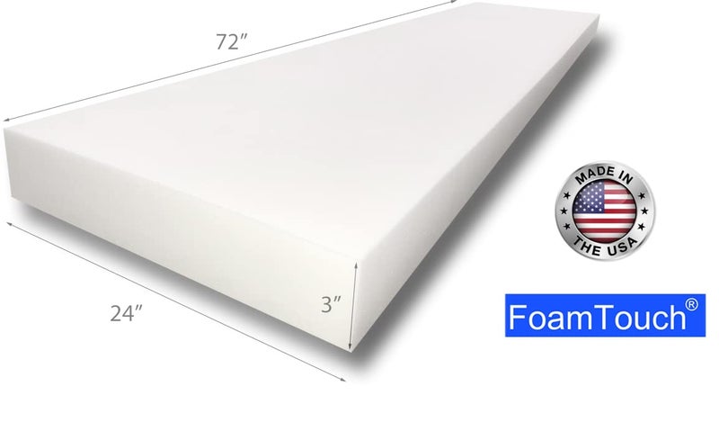 FoamTouch 3x24x72MDF Upholstery Foam, 1 Count (Pack of 1), White - Image 2