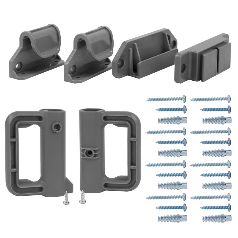 Bingguz Retractable Mesh Gate Hardware Replacement Parts Kit Full Set Wall Mounting Accessories Brackets Screws and Anchors Gray