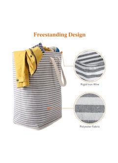 NNEWVANTE 75L Large laundry basket, laundry basket, dirty laundry basket for laundry, foldable waterproof laundry basket, aluminum handle with foam protection, suitable for laundry, dorm, home use (GREY)  - Image 2