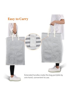 NNEWVANTE 75L Large laundry basket, laundry basket, dirty laundry basket for laundry, foldable waterproof laundry basket, aluminum handle with foam protection, suitable for laundry, dorm, home use (GREY)  - Image 4