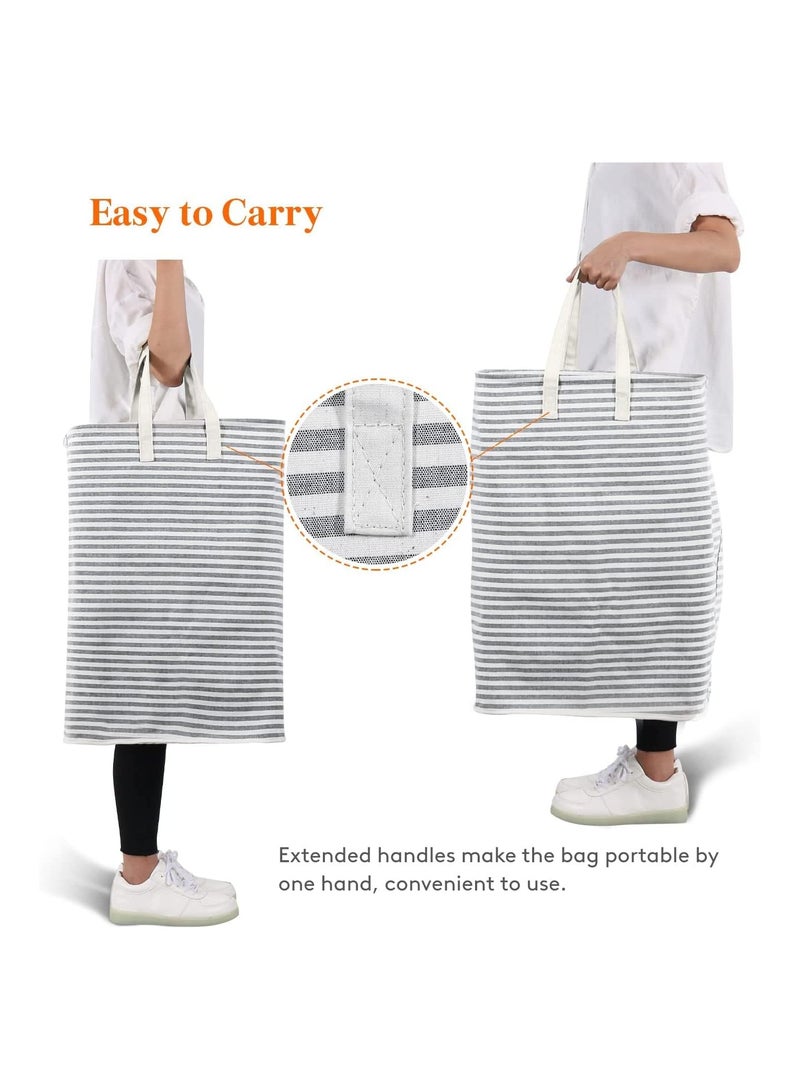 نيوفانتي سلة غسيل كبيرة سعة 75 لتر، سلة غسيل، سلة غسيل، سلة غسيل متسخة للغسيل، سلة غسيل قابلة للطي مقاومة للماء، مقبض من الألومنيوم مع حماية من الفوم، مناسبة للغسيل والسكن والاستخدام المنزلي (رمادي) - Image 4