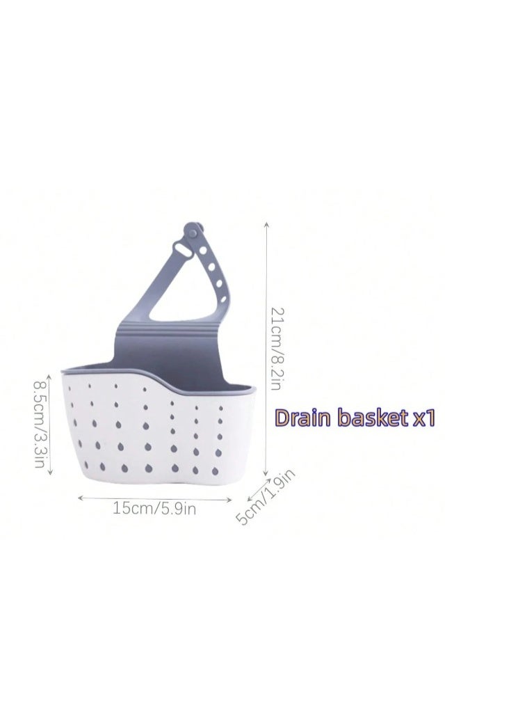 1pc Sink Hanging Drain Basket with Silicone Storage, Adjustable Strap, and Sponge Holder Perfect for Kitchen Organization. - Image 3