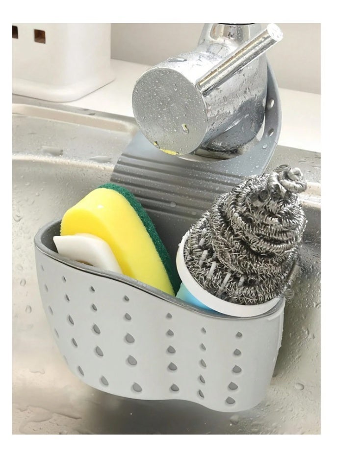 1pc Sink Hanging Drain Basket with Silicone Storage, Adjustable Strap, and Sponge Holder Perfect for Kitchen Organization. - Image 4