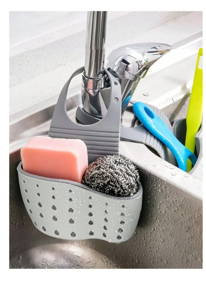 1pc Sink Hanging Drain Basket with Silicone Storage, Adjustable Strap, and Sponge Holder Perfect for Kitchen Organization. - Image 5