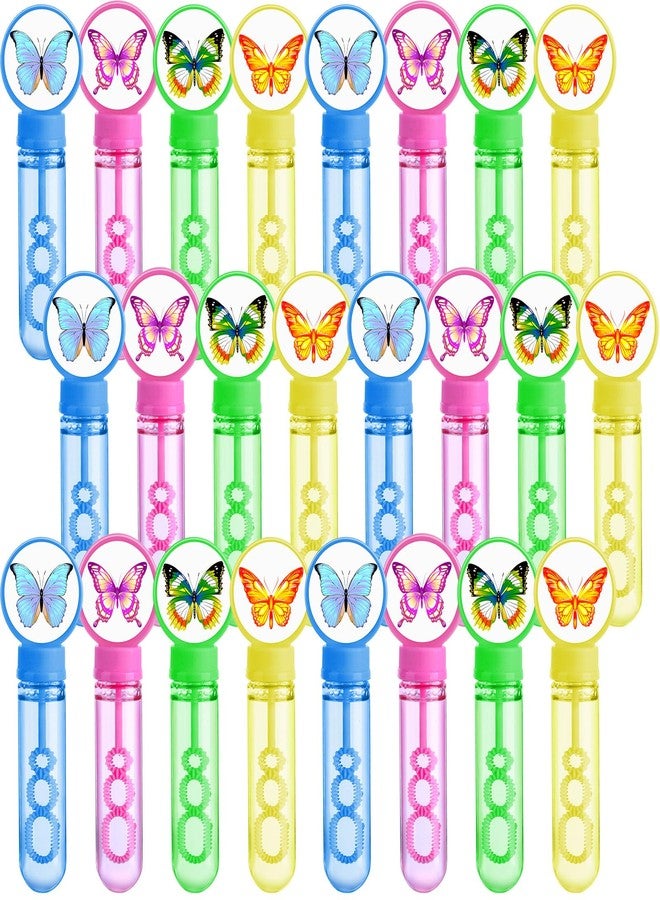 RoundFunny 24 Pcs Butterfly Bubble Wands Bulk 35 ml Bubble Maker Bubbles Party Favors 4 Design Blowing Toys for Girls Boys Birthday Bubbles Party Favors Classroom Prizes Easter Gifts(Butterfly Style) - Image 1