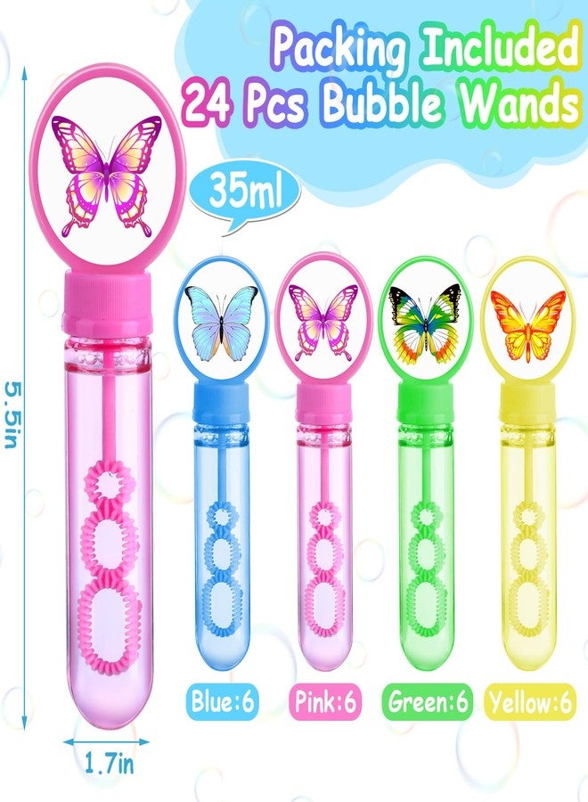 RoundFunny 24 Pcs Butterfly Bubble Wands Bulk 35 ml Bubble Maker Bubbles Party Favors 4 Design Blowing Toys for Girls Boys Birthday Bubbles Party Favors Classroom Prizes Easter Gifts(Butterfly Style) - Image 2