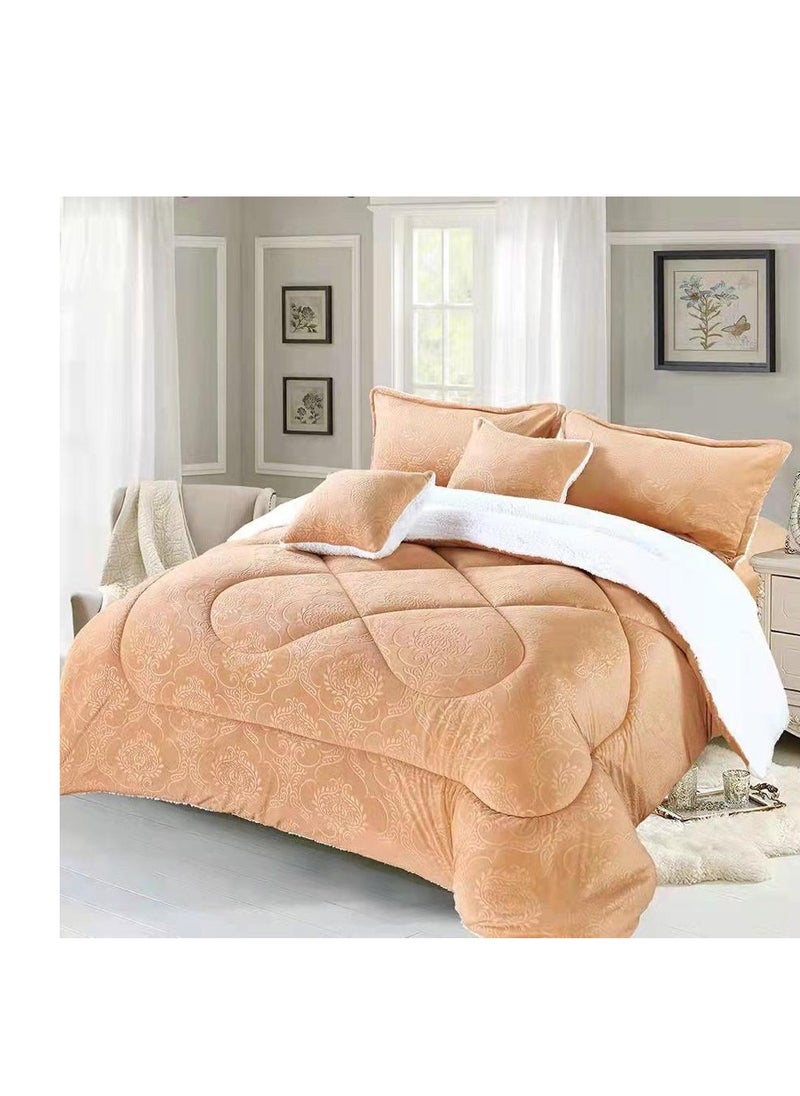 Dream Bell DREAMBELL KINGSIZE SOFT & FLUFFY 6 PC VELVET/FUR COMFORTER SET BEIGE 