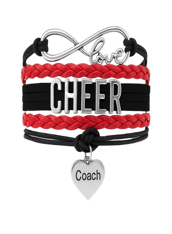 Sportybella - Cheer Coach Red and Black - Cheerleading Jewelry, Giftable Accessories for Cheerleaders, Adjustable Charm Bracelet - Image 1