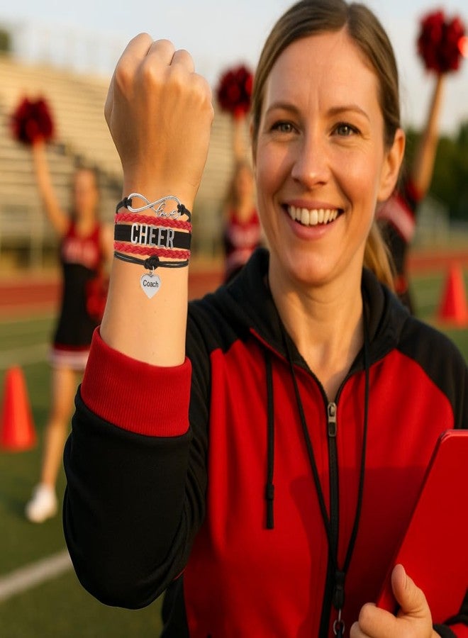 Sportybella - Cheer Coach Red and Black - Cheerleading Jewelry, Giftable Accessories for Cheerleaders, Adjustable Charm Bracelet - Image 2