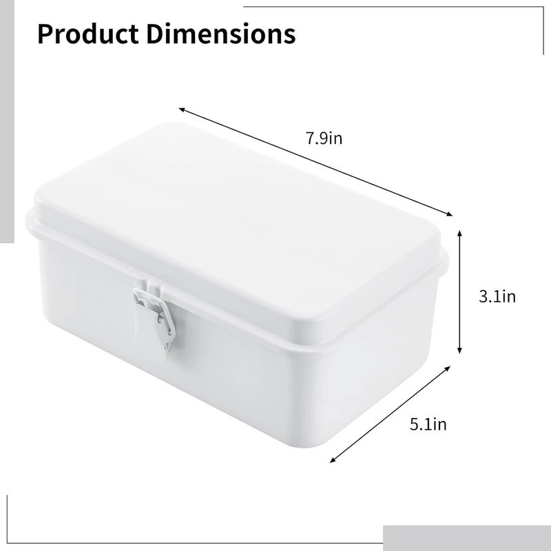 Office Supplies Metal Storage Box with Hinged Lid, Rectangular Steel Tool Box Container, Metal Organizer - Image 2