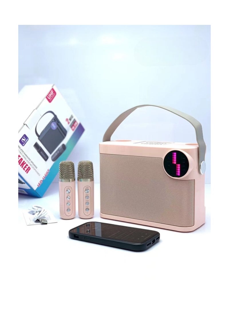 portable Dual Microphone Karaoke Machine Portable Bluetooth PA Speaker System with 2 Wireless Mic boom box for Home Adults and Kids - Image 2