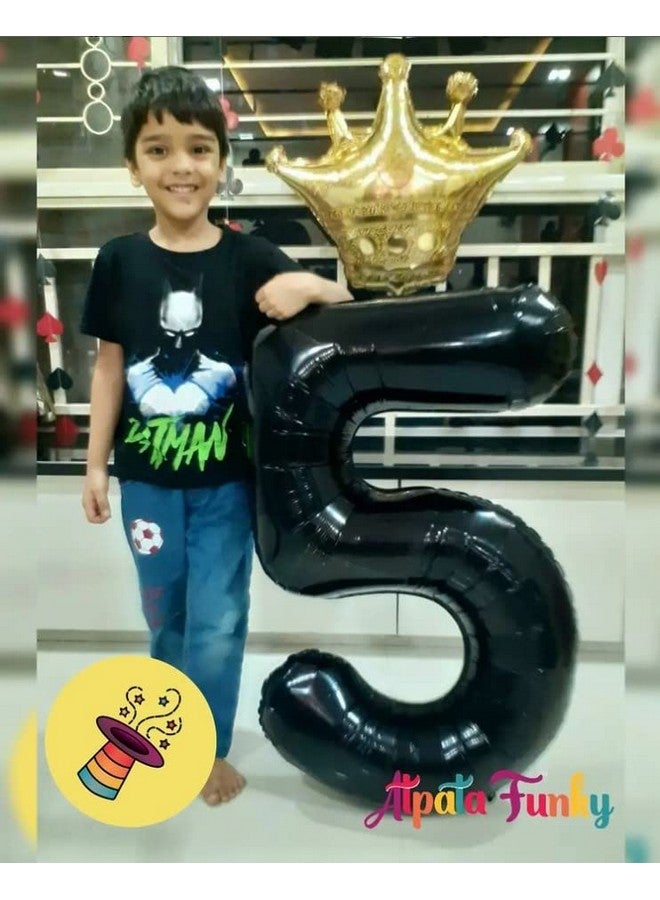 Atpata Funky Black Number Foil Balloons for Numeric Milestone Parties (40 INCH, 5) - Image 3