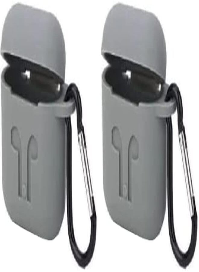 Generic - Airpods Case Set Of 2 Protective Silicone Cover With Carabiner For Apple Airpods Accessories Grey - Image 1