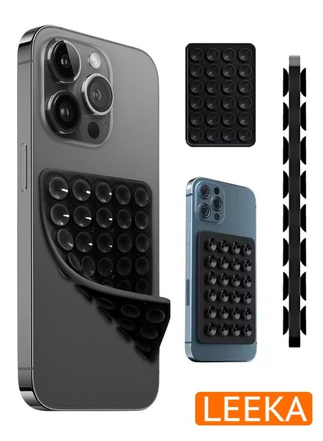 LEEKA Black Silicone Pad Double Side High-Quality Non-Slip Accessory for Secure Phone Mounting, Ideal for Stable Viewing and Hands-Free Use on Various Surfaces Pad - Image 1