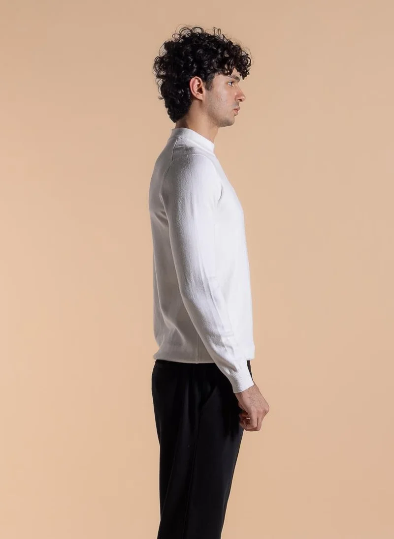 Shapes White FINE KNIT MOCK NECK SWEATER for Men | Best Price UAE