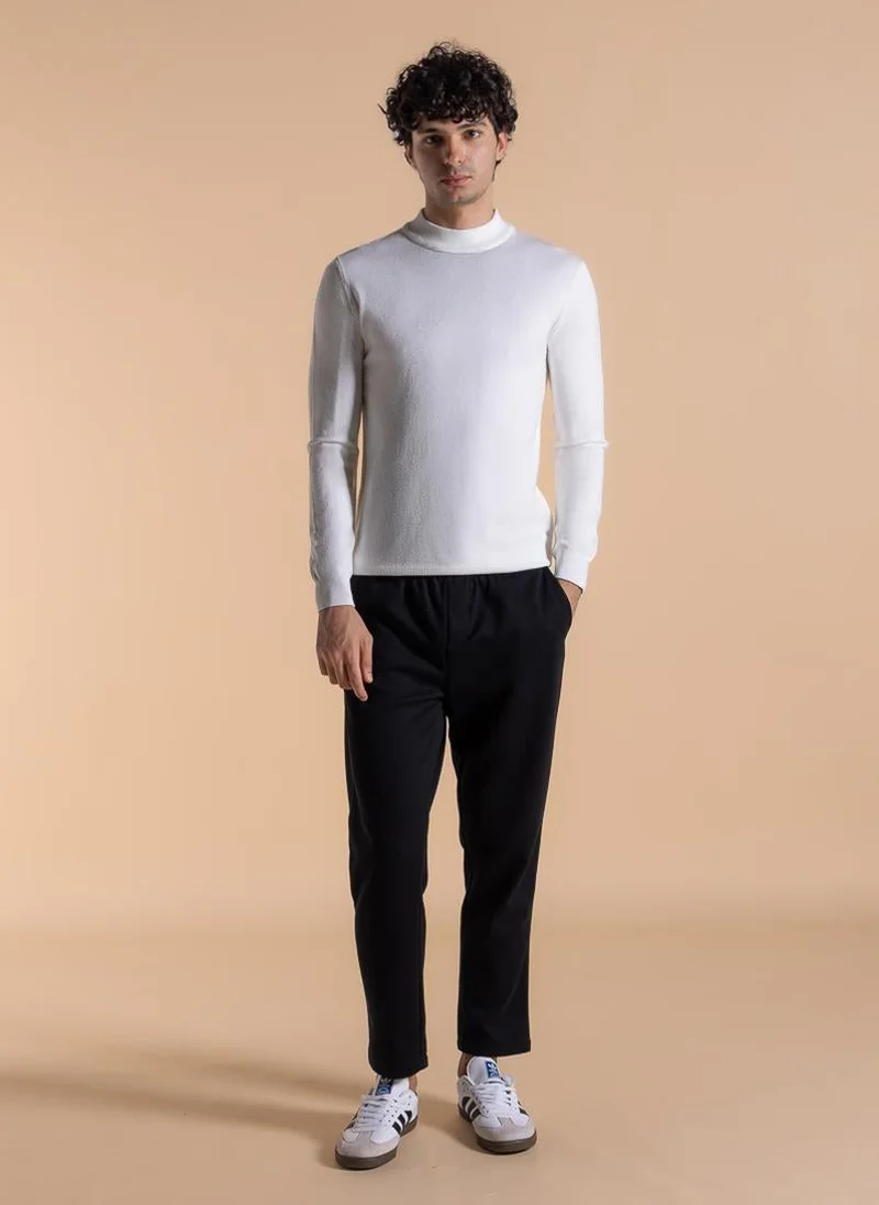 Shapes White FINE KNIT MOCK NECK SWEATER for Men | Best Price UAE