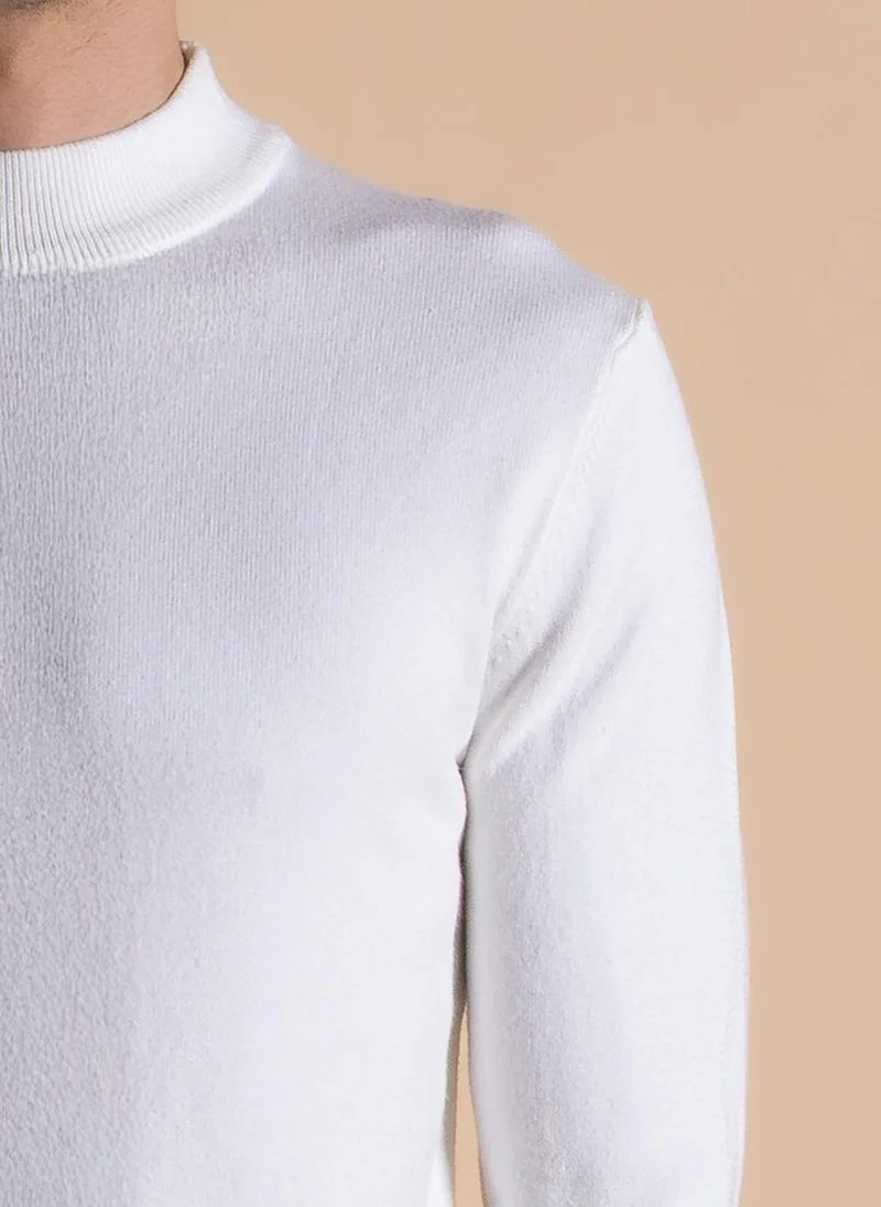 Shapes White FINE KNIT MOCK NECK SWEATER for Men | Best Price UAE