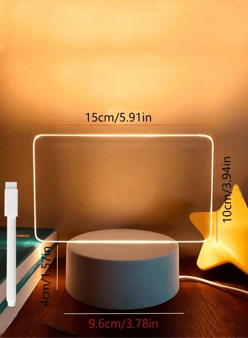 LED Acrylic Message Board Night Light – USB-Powered & Rechargeable Writing Pad with Erasable Surface | Decorative Tabletop Memo Board for Bedroom, Desk, and Living Room | Creative 3D Doodle Lamp for Notes & Drawings | Ideal Gift for Birthdays, Christmas, Holidays ﻿ ﻿ - Image 4