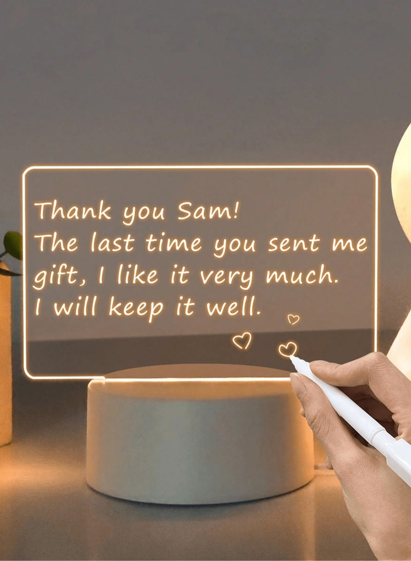 LED Acrylic Message Board Night Light – USB-Powered & Rechargeable Writing Pad with Erasable Surface | Decorative Tabletop Memo Board for Bedroom, Desk, and Living Room | Creative 3D Doodle Lamp for Notes & Drawings | Ideal Gift for Birthdays, Christmas, Holidays ﻿ ﻿ - Image 2