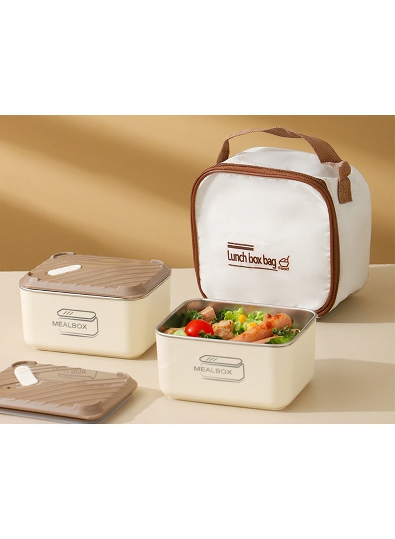 NiceArt Stainless steel inner lunch box -1200ml double-layer microwave safe lunch box - detachable insulated lunch box - suitable for adult student offices and schools - with insulated bag - Image 1