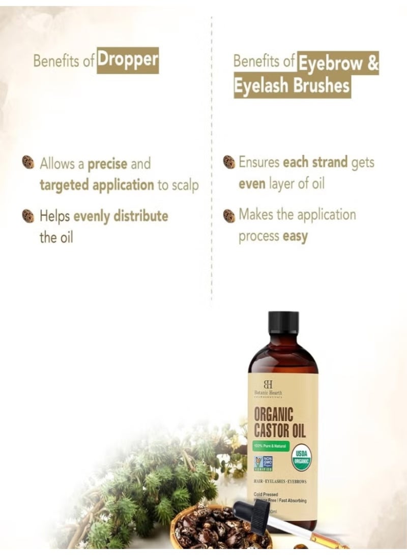 بوتانيك هيرث الزيت الخروعي العضوي من بوتانيك هارث | مضغوط على البارد | نقي 100% وخالي من الهكسان | يحفز نمو الشعر والرموش والحواجب والأظافر | مرطب ومغذي | للجسم والشعر - Image 4