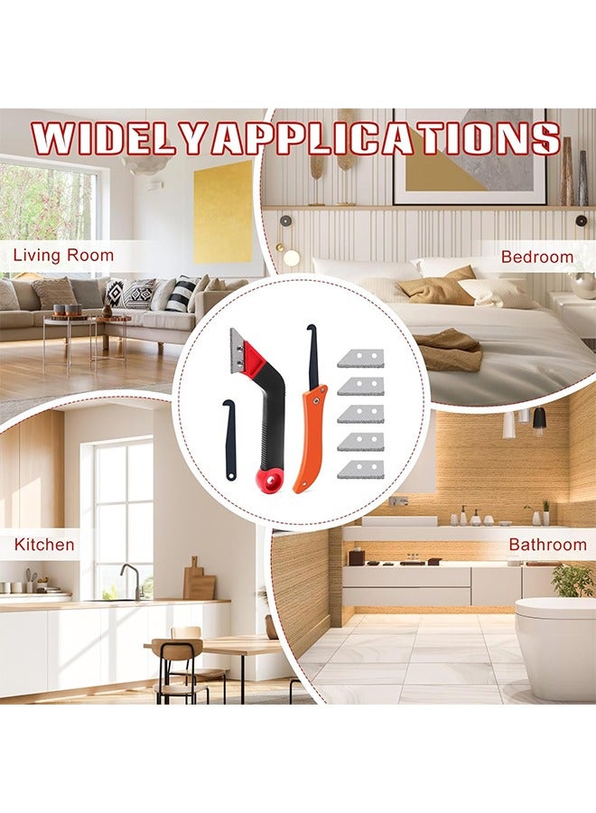 Grout Scraping Rake Tool Tile Grout Saw Grout Removal Tool Tile Grout Hand Saw Angled Grout Clean Remover with 7 Pcs Blades Replacement for Tile Cleaning Removing Paint - Image 5