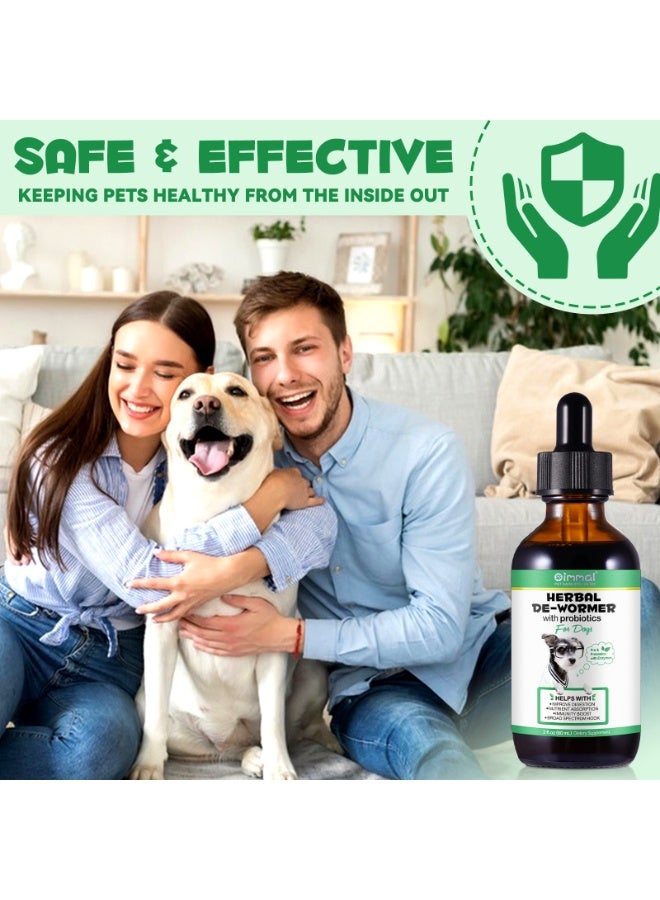 Oimmal Herbal De-Wormer with Probiotics for Dogs 60ml, Helps With Improve Digestion, Nutrient Absorption, Immunity Boost, Broad Spectrum Hook 100% Natural Dog Deworming Drops Easy Feeding with Bacon Flavour - Image 4