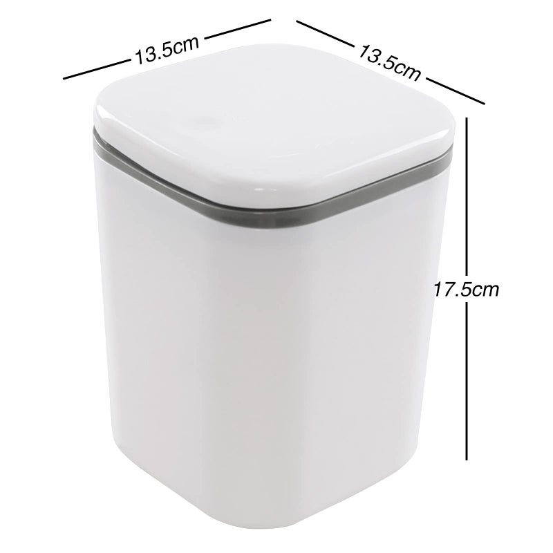 Hommp 0.5 Gallon Tiny Countertop Trash Can, Mini Desktop Garbage Can with Push-Button, White - Image 2