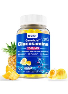NEVISS Sugar Free Glucosamine Chondroitin MSM Filled Gummies 3100mg - Joint Support Supplement - Plus Turmeric, Boswellia, Hyaluronic Acid & Vitamin D3, Mobility, Comfort, Flexibility & Bone Support, 60Cts  - Image 1
