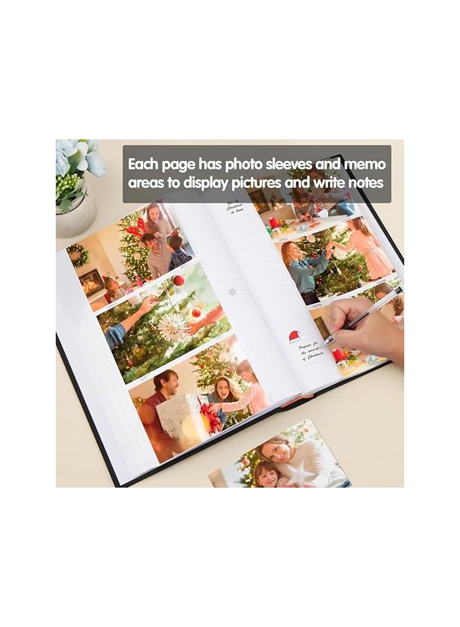 The Bros Photo Album 4x6 300 Pockets with Writing Space, DIY Photo Albums, Linen Cover Memory Book with Front Window,White Page Vertical Photo Book for Wedding,Family,Anniversare,Baby,Vacation (Black) - Image 3