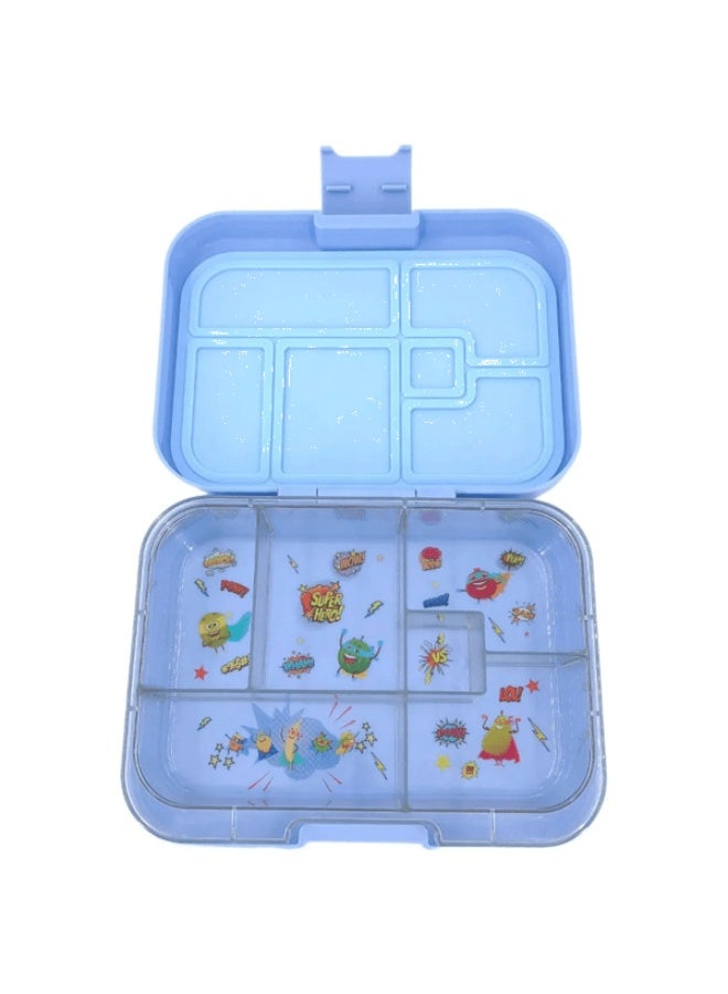 Tiny Wheel 6-Compartment Rectangular Bento Box for Kids Baby Blue - Image 2