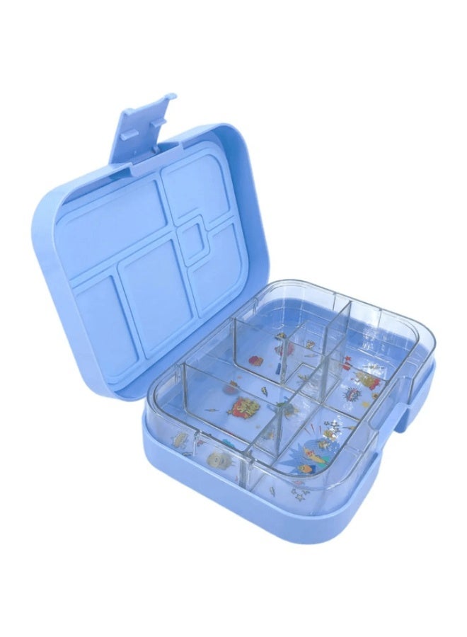 Tiny Wheel 6-Compartment Rectangular Bento Box for Kids Baby Blue - Image 4