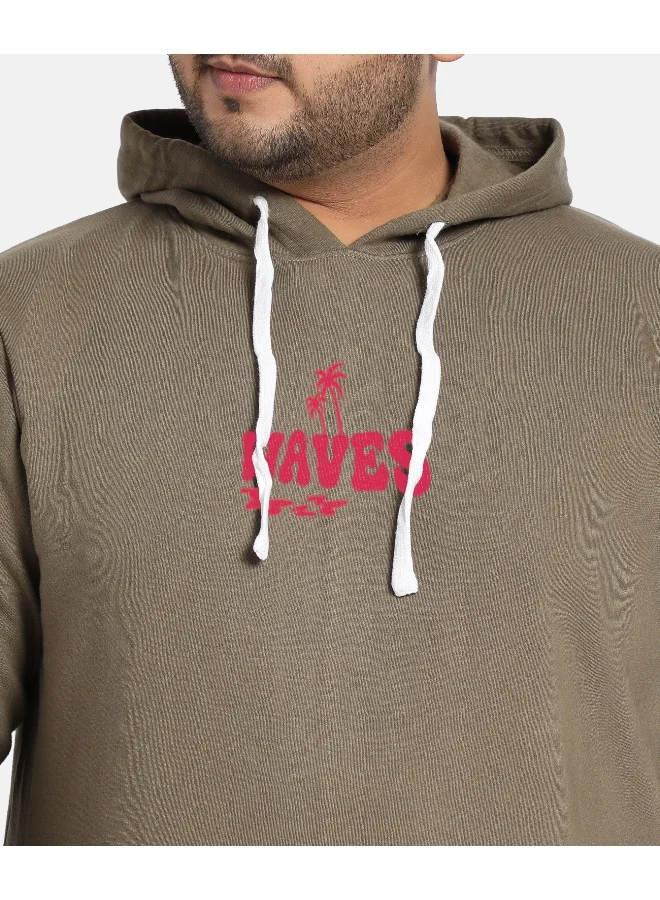 Instafab Plus Instafab Plus Men's Olive Green Happy Waves Hoodie