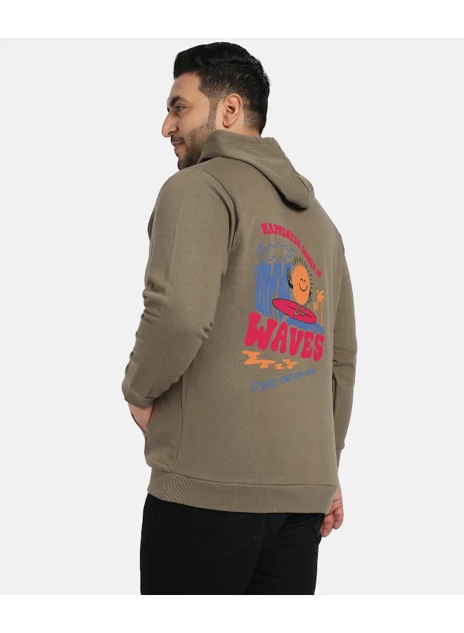 Instafab Plus Instafab Plus Men's Olive Green Happy Waves Hoodie