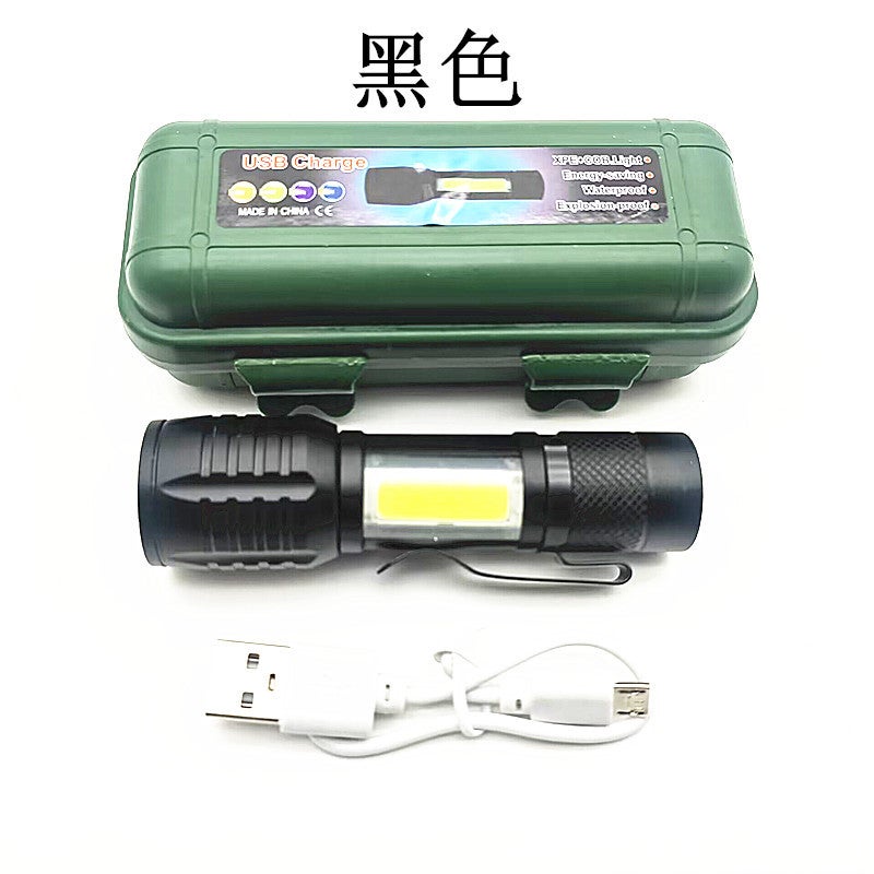 Wholesale camouflage 535 Zoom mini aluminum alloy rechargeable small flashlight built-in rechargeable lithium battery LED flashlight Black flashlight suit