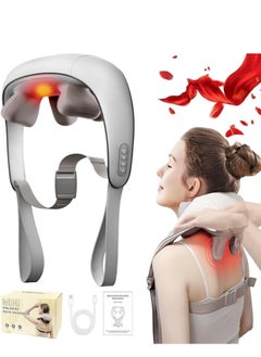 PENG GENERAL Shiatsu Neck and Shoulder Massager with Heat for Pain Relief Deep Tissue, Massage at home for Muscle Relaxation (Grey)  - Image 1
