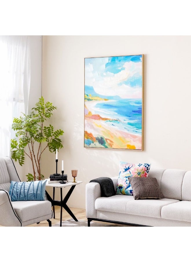 DANUBE HOME Cyprus Canvas Seaside Impression Framed Wall Art – Modern Coastal Landscape Painting For Home, Living Room, Office, Bedroom – Elegant Wall Decor 102.6X142.6Cm  - Image 3