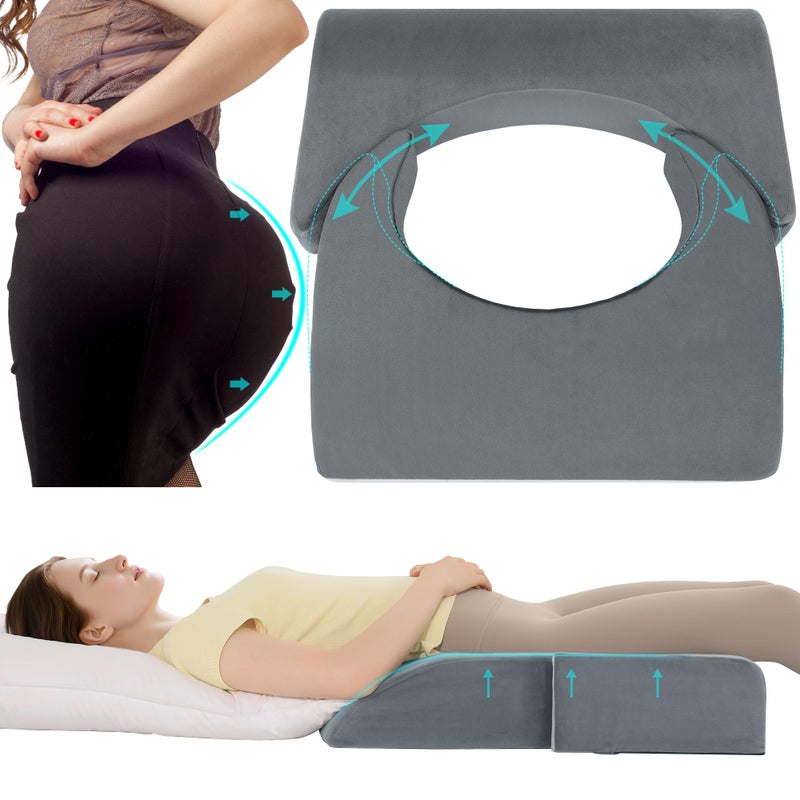 HOMBYS Adjustable Size BBL Pillow After Surgery for Sleeping,High Density Foam Butt Pillow,Brazilian Butt Lift Pillow Post Surgery Recovery for Sleeping,BBL Chair with Hole (Dark Grey) - Image 1