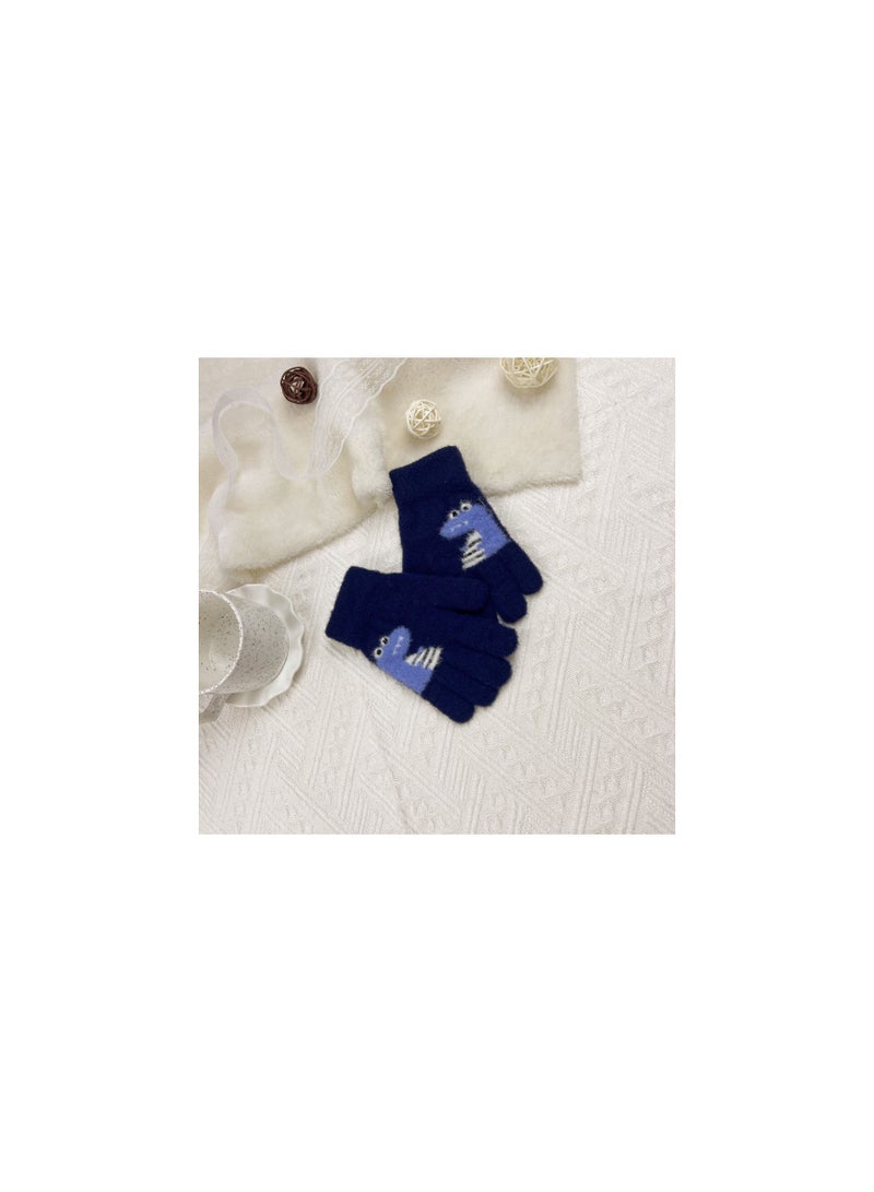 Suitable For Kids Solid Knit Gloves