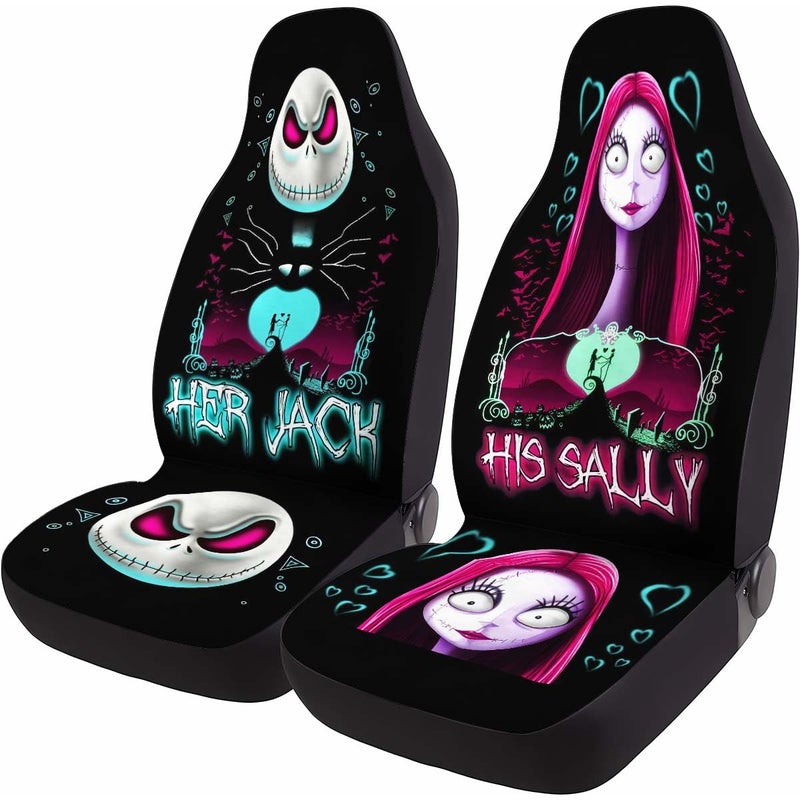 GENANY Nightmare Couple Car Seat Covers Set of 2, Horror Breathable Front Seat Covers for Truck Sedan SUV, Couple Car Accessories, Horror Gift for Women Men - Image 1